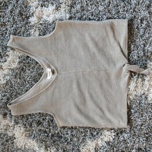 Madewell Texture and Thread Taupe Tie Front Tank Top, size S